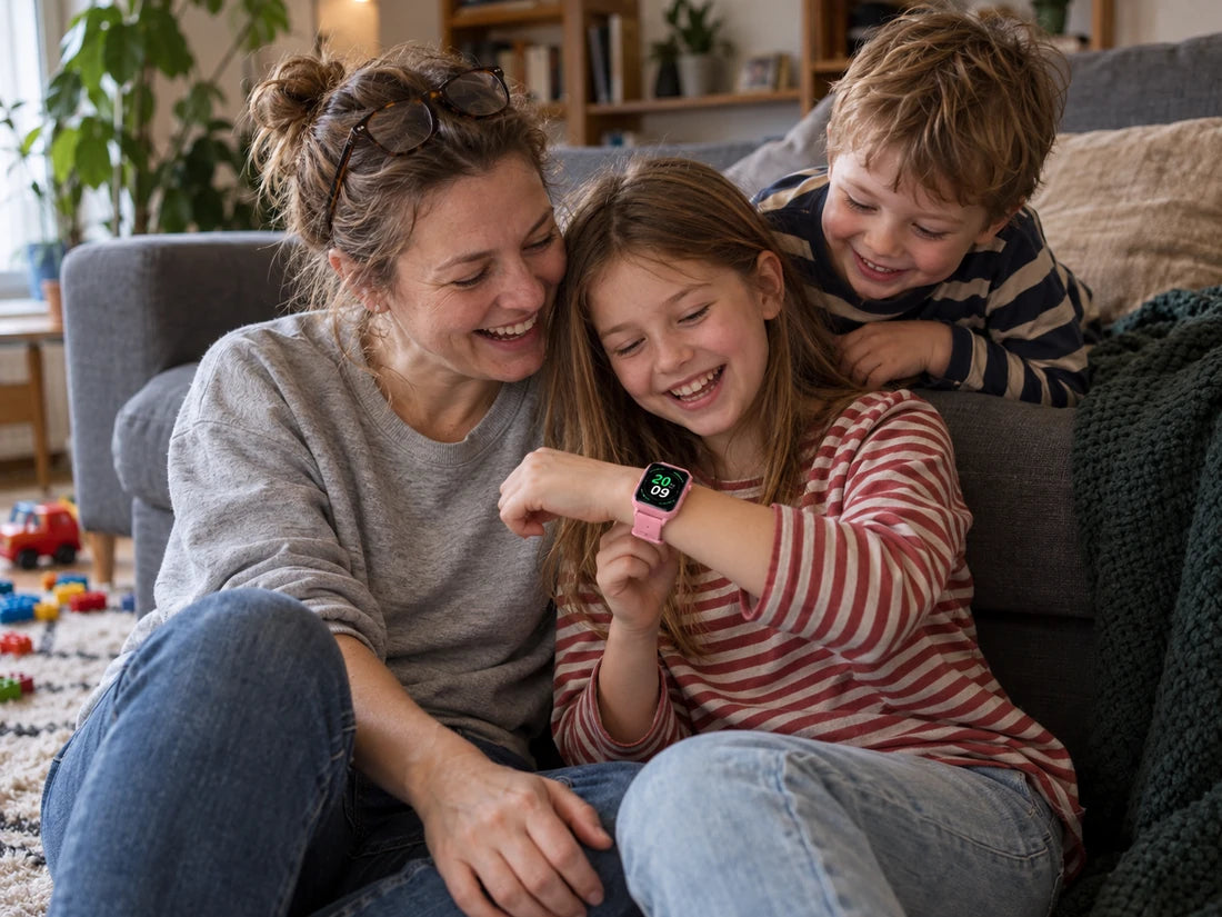 Tüdruk näitab emale oma nutikella
